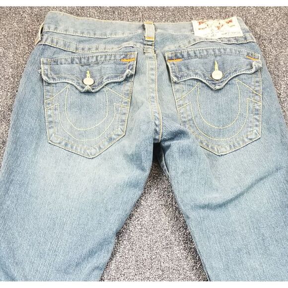 VTG True Religion Jeans Men 31x29 Blue Y2k Joey Flared Bottoms Hipster Grunge - Picture 13 of 16